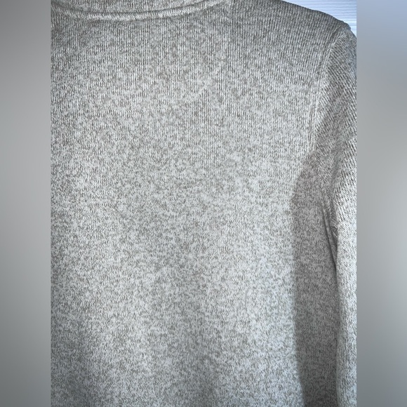 L.L. BEAN Sweater Fleece Jacket Beige Pull Over Snap Button Sz M Regular - Picture 6 of 7
